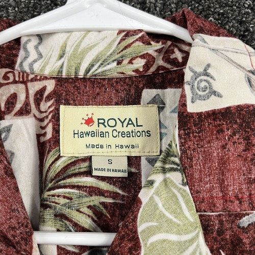 Royal Hawaiian Creations Shirt Mens Small Burgundy Ukulele Cotton Button Up - Picture 5 of 8