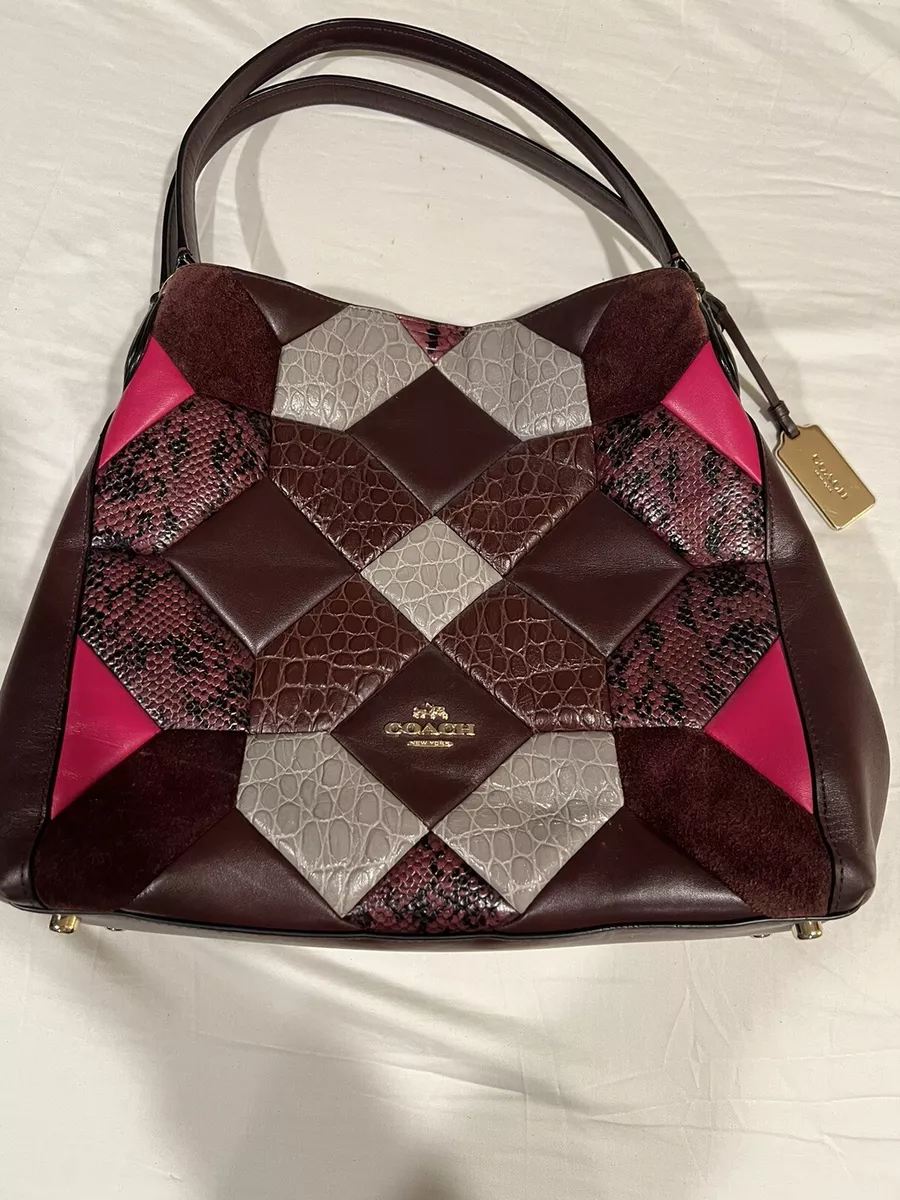 Coach edie embossed hotsell leather shoulder bag