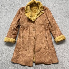 Vtg Larry Levine Coat Womens L Brown Penny La...