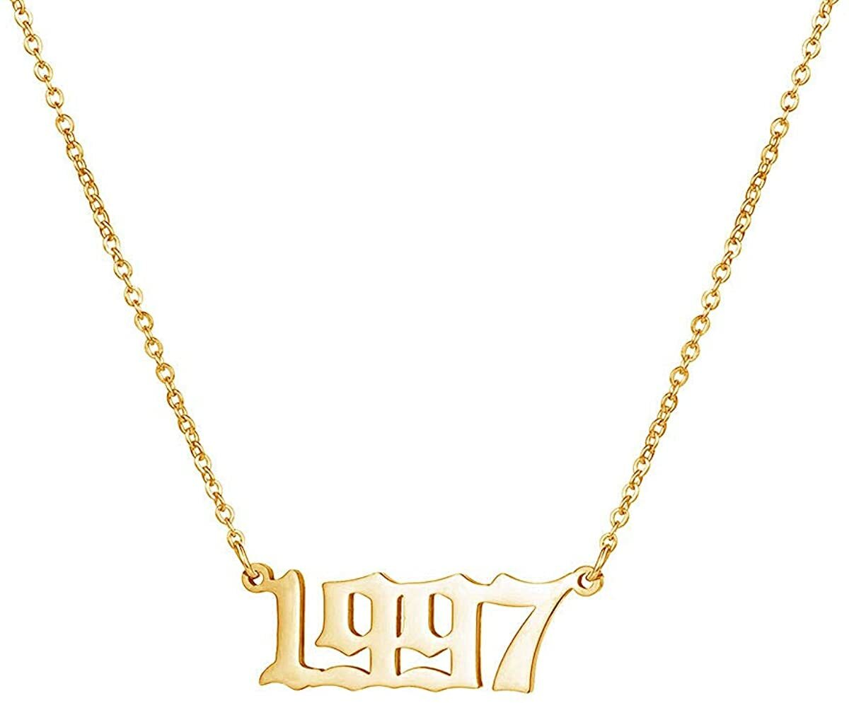 Birth Year Number 1997 Necklace with Chain 14k  Gold Plated Sterling Silver