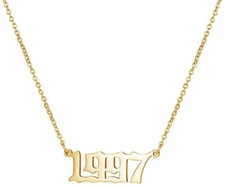 Birth Year Number 1997 Necklace with Chain 14k  Gold Plated Sterling Silver