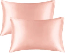  2 PACK Satin Silk Pillowcase for Hair and Skin, Coral Pillow Cases Standard 