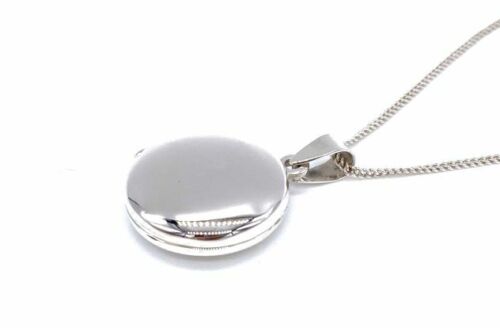 925 Sterling Silver Round Circular Photo Pendant Locket 18 mm, on 18" Curb Chain - 第 1/5 張圖片
