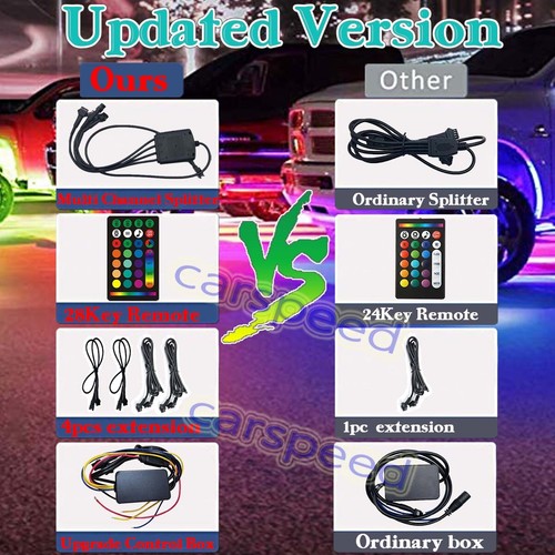 16pcs RGB Motorcycle LED Light Kit Music Control Neon Accent Underglow Strip - Picture 5 of 12