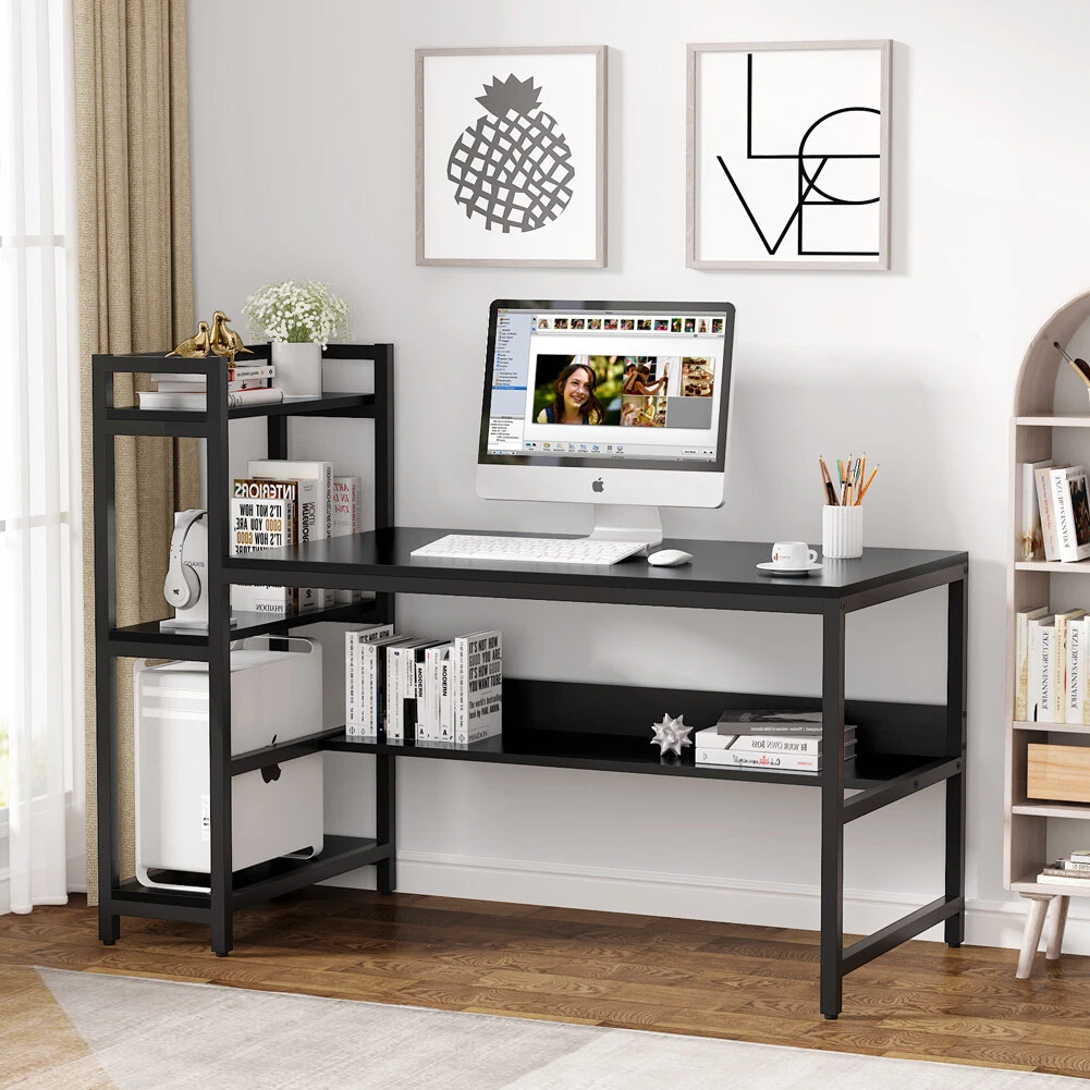 Computer Storage Workstation Study Desk Writing Table with 2 Tier