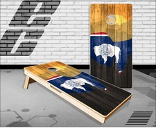 Wyoming flag Mountains Cornhole Boards Bean Bag Toss Game