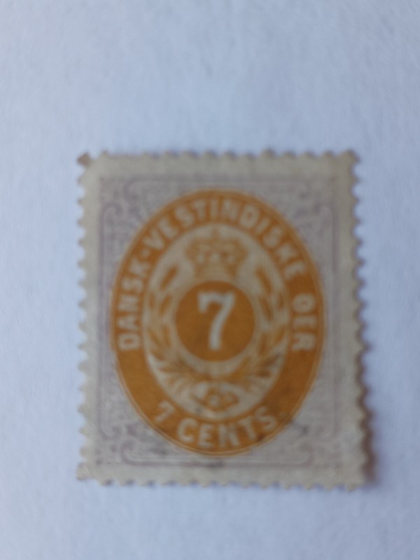 US DANISH WI, SCOTT 9, 7 CENTS, ORANGE USED