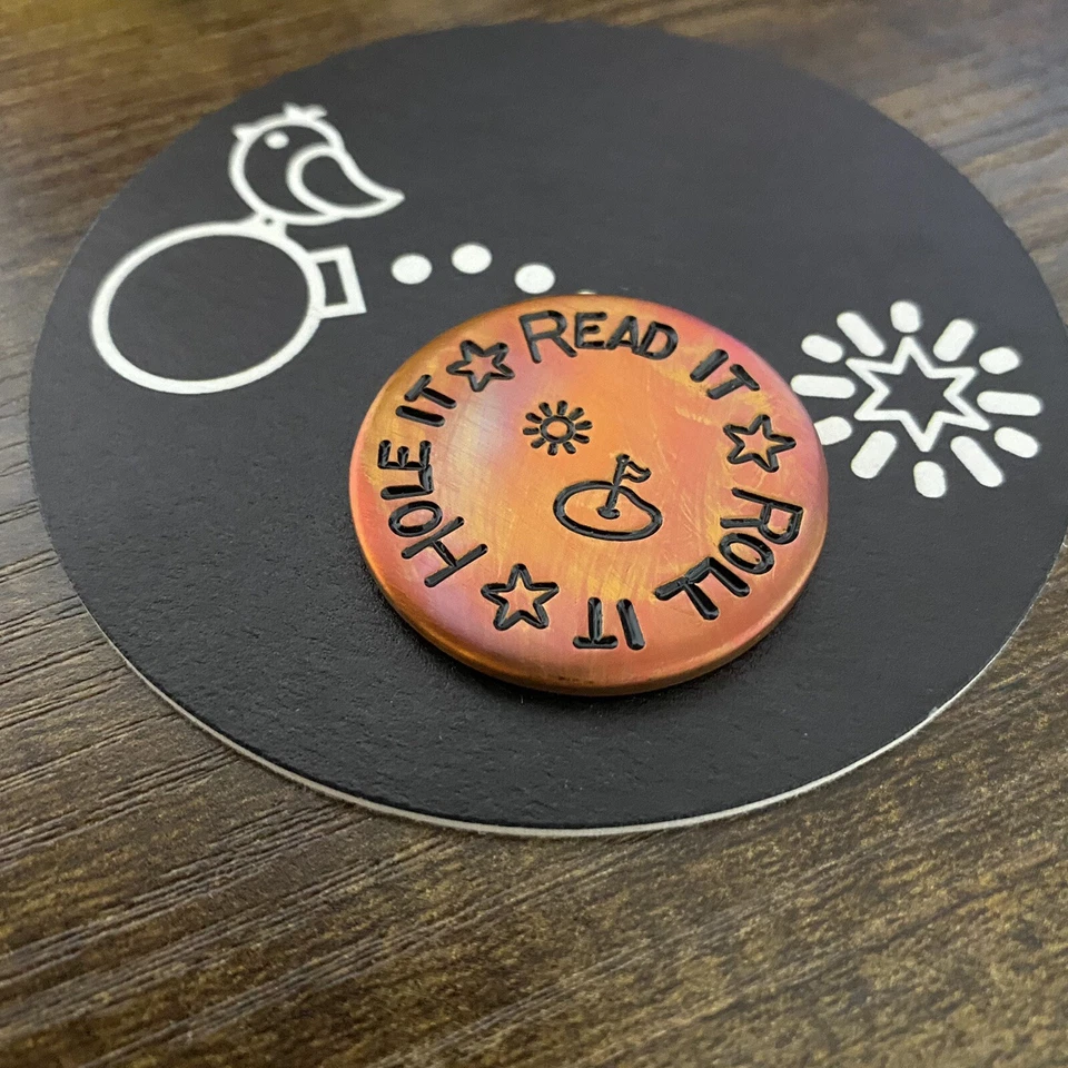 LIBERTY BALL MARKERS READ IT ROLL IT HOLE IT 1.5” Hand Made Custom Copper Golf Ball Marker!