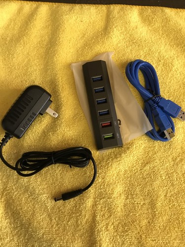 USB Hub 3.0 Powered 6 Ports USB Hub Splitter (4 High Speed Data | eBay