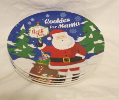 Brand New! Set Of Four! Royal Norfolk ''Cookies For Santa'' Salad Plates! 