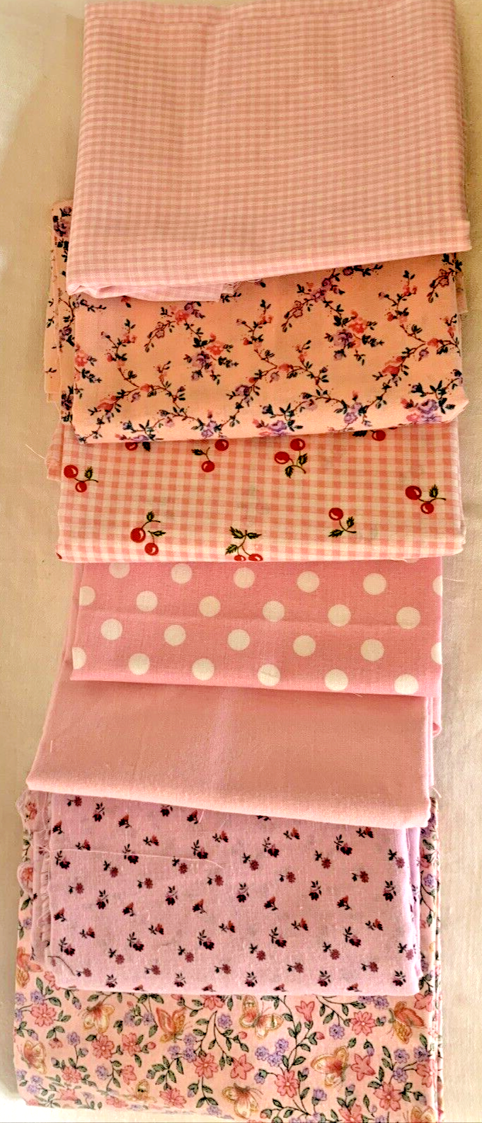 Pink Cotton Fabric Lot of 7 Pieces for quilting crafts