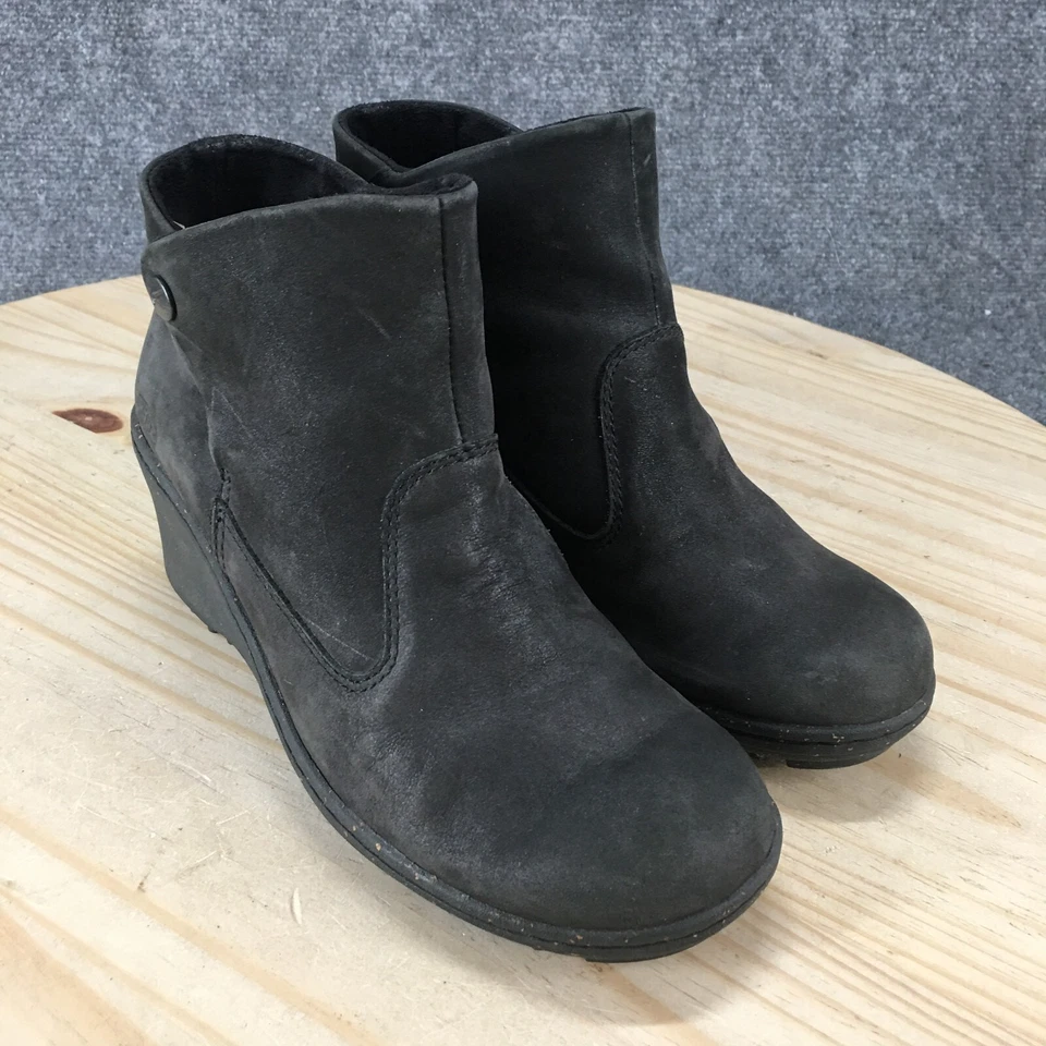 Keen Botas Mujer 7.5 Akita Botín Negro Informal Cómodo Punta Redonda Cuña Foto 3 de 4