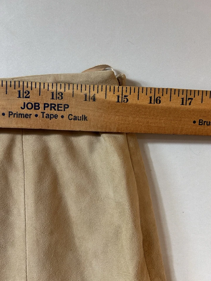 Falda Anexo Esquinero Informal Vintage Años 80 Luz Cuero Caramelo Tostado Gamuza Suave Talla 8 Foto 3 de 4