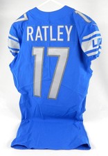 2018 Detroit Lions Damion Ratley #17 Game Issued Blue Jersey 38 DP65548