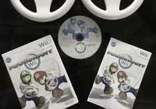 Nintendo Wii Mario Kart Complete Game W/Manual + 2 Wii Wheels Resurfaced/Tested