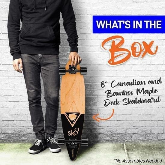 SereneLife 8'' Canadian Maple Skateboard Kids Cruiser