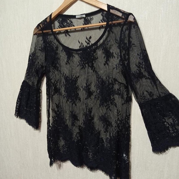 Women Intimissimi Shirt Black Lace 36