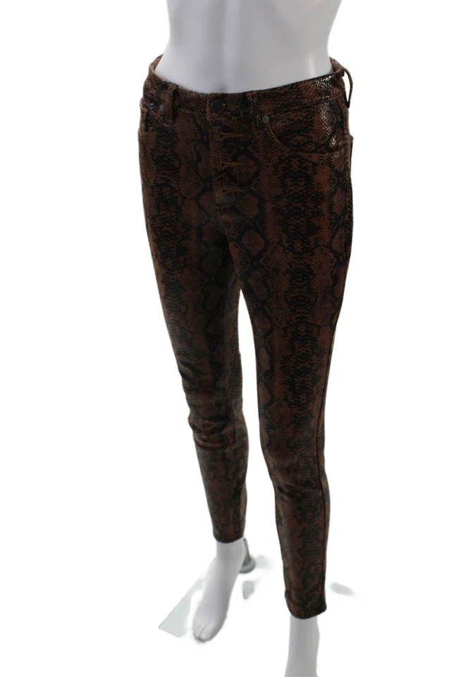 Blank NYC Womens Animal Print Five Pocket Mid-Rise Pants Brown Size 27 - Image 2 of 3