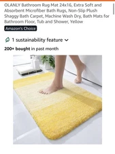OLANLY Bathroom Rug Mat 24x16 (Yellow)