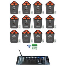  12 Rockville RockWedge LED Battery Powered Par Lights Wireless DMX Controller