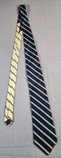 Vintage Tommy Hilfiger 100% Silk Tie Gold Navy Blue Striped Made in USA