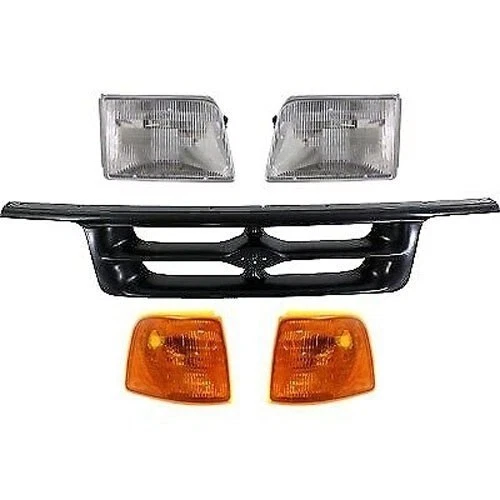 Fits 1995-1997 Ford Ranger New Front Black Grille Headlights Corner Lights 5PC Foto 2 de 4