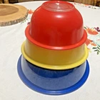 3 Vtg Pyrex Primary Color 1980 Clear Bottom Nesting Mixing Bowl Set 322 323 325