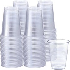 100 -10 oz. Clear Plastic Drinking cups STRONG QUALITY Boardwalk brand