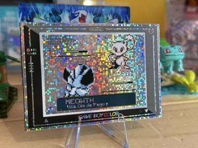 Gameboy Color Art Holo Foil - Retro Game Battle - Meowth VS. Mew -Vaporeon Error
