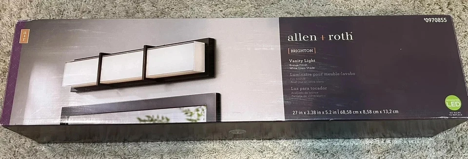 Allen + Roth Brighton LED Vanity Light Bar Bronze 27" 1650lm Dimmable 💡 - Image 2 of 4