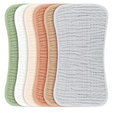 Set of 6 Large 100 Cotton Muslin Baby Burp Cloths - Ultra-Soft Absorbent