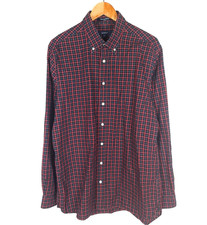 GANT PINPOINT OXFORD Men Shirt Size XL Fitted Red Check Button-Down Collar Woven