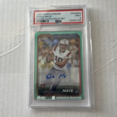 2024 Topps Chrome Drake Maye Aqua Refractor Rookie Auto 049 /199 #RA-DMA PSA 9!