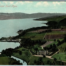 c1910s Inveraray Scotland Loch Fyne Aerial View Castle Town Landscape Postcard