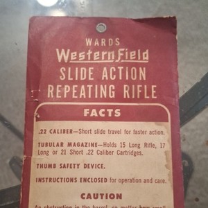 Wards Western Field Slide Action Repeating Rifle Instruction Manual, English
