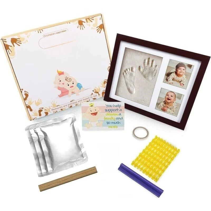 Kit de huellas y huellas de manos de bebé marco de fotos de arcilla con impresión a mano-regalo de baby shower EE. UU. Foto 3 de 4