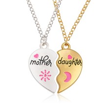 Gifts for Mom Daughter 2pcs Mom Daughter Heart Matching Pendant Necklace