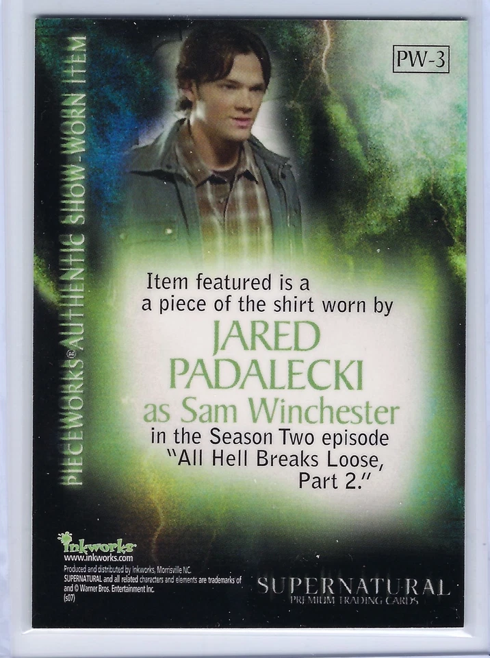 SUPERNATURAL JARED PADALECKI as SAM WINCHESTER PIECEWORKS COSTUME CARD PW-3 - Image 2 of 2
