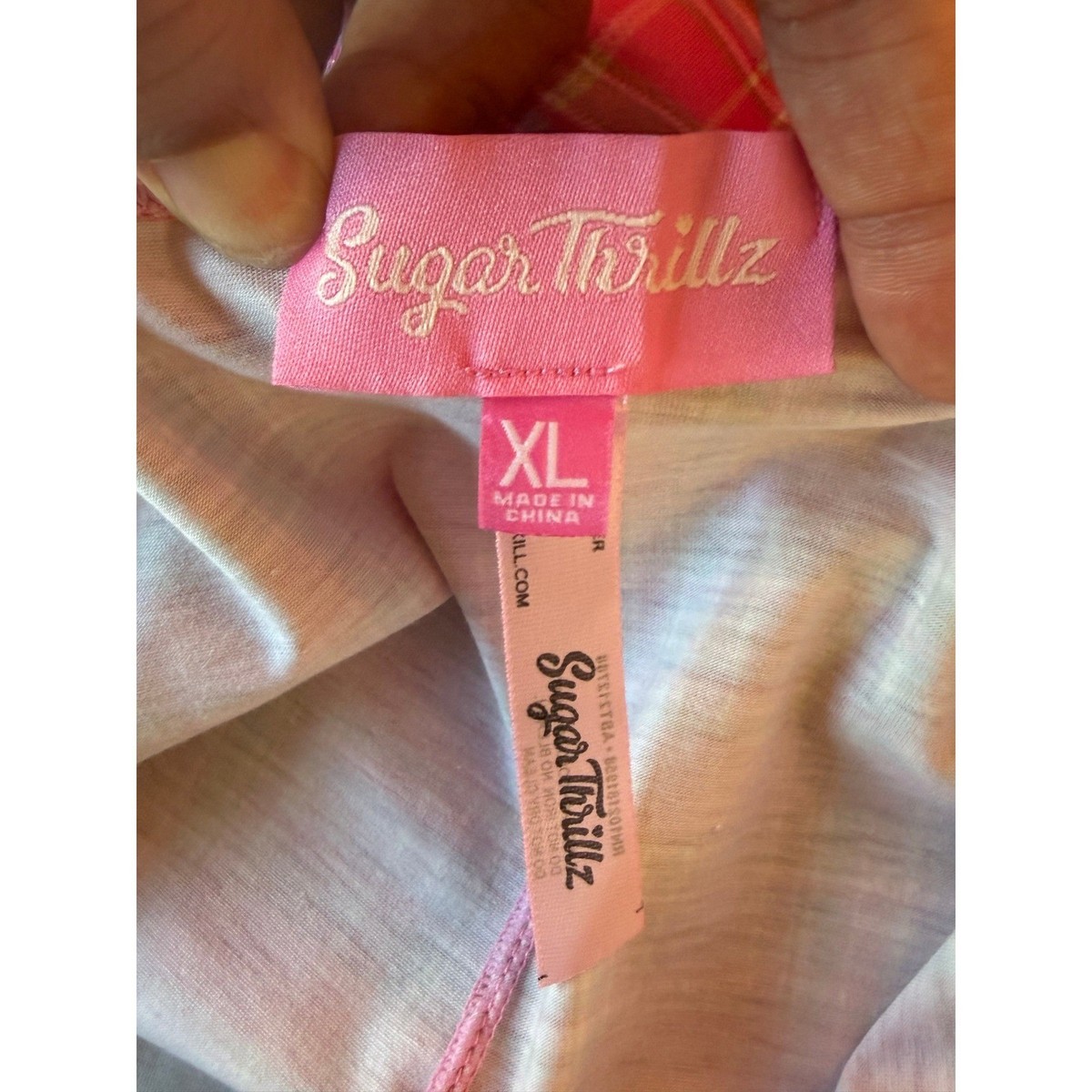 Sugar Thrillz Pink Plaid Mini Dress XL Sleeveless Checkered Coquette Y2K Style View 3