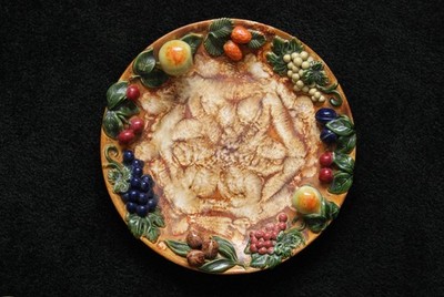Vintage St Peter Graz Majolica Fruit Plate Wall Platter 15 Inch Made In Austria