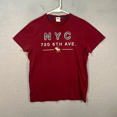 Abercrombie & Fitch Red NYC 720 5th Ave Muscle Fit T-Shirt Medium Cotton Blend