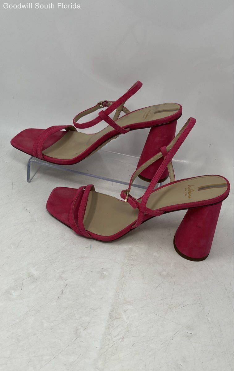 Sam Edelman Womens Kit Pink Beige Leather High Heel Slingback Sandals Size 9.5M