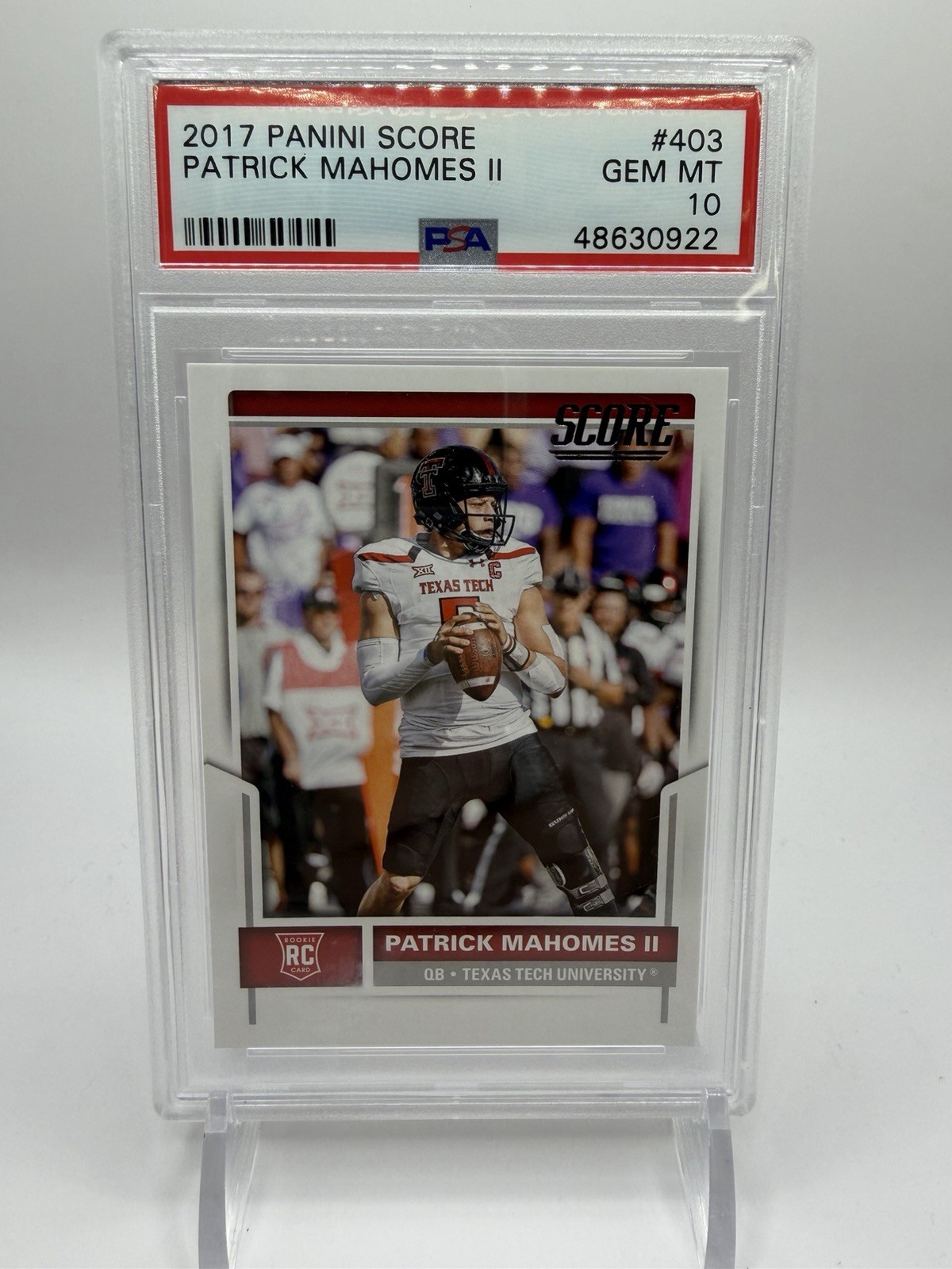 2017 Panini Score Patrick Mahomes II #403 RC PSA 10 Gem Mint Rookie KC HOF GOAT view 2