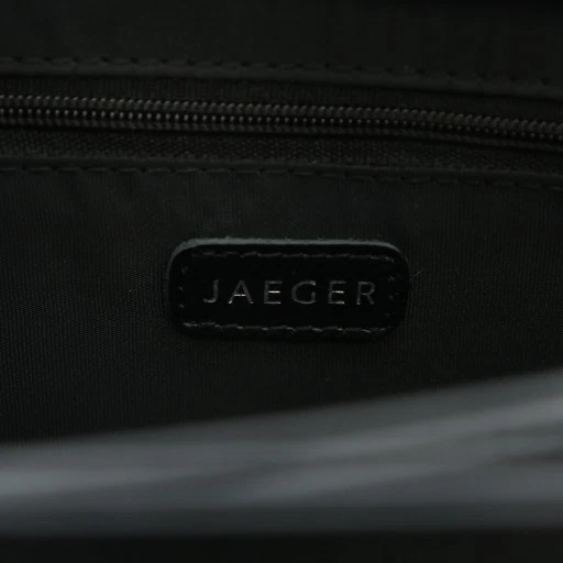 JAEGER Segundo Bolso Clutch Bolso Cuero con Cremallera Logo Repujado Negro... - Imagen 4 de 4
