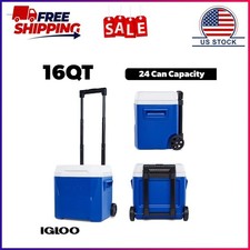 Igloo 16 QT Laguna Hard Side Ice Chest Cooler with Wheels, Blue