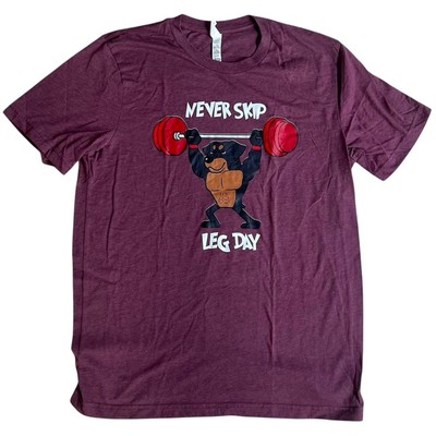 Bella Canvas Leg Day Gym Dog Graphic Tee Men s L Purple Workout Shirt