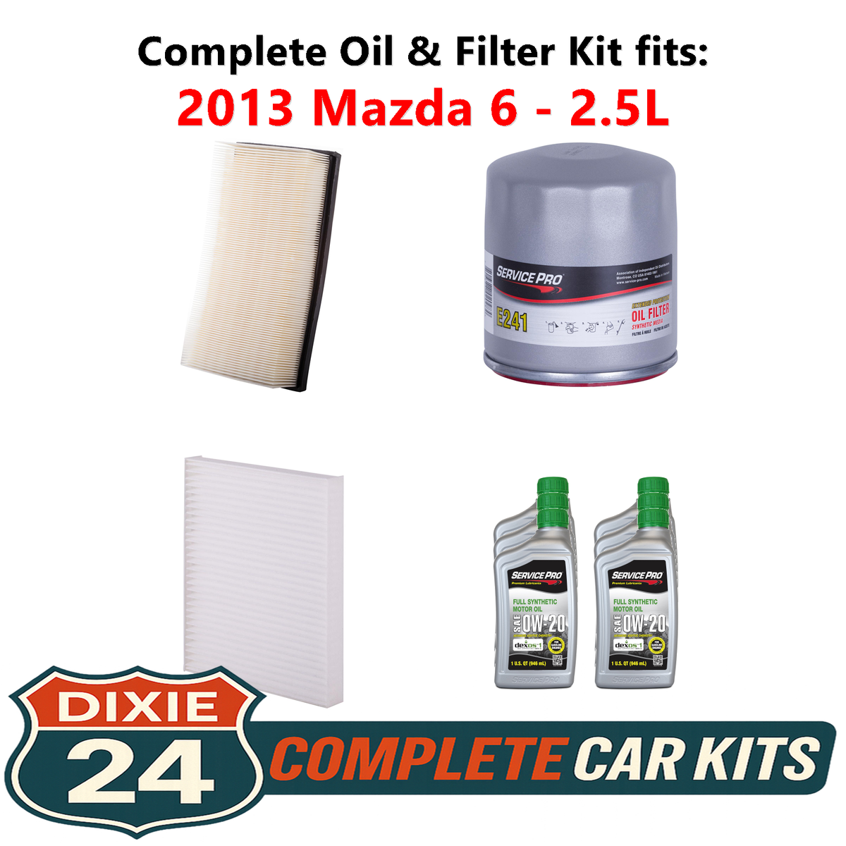 2013 Mazda 6 2.5L Complete Oil, Air & Cabin Filter Kit (0W-20) | eBay