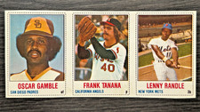 1978 HOSTESS 3 CARD PANEL #100/101/102 Oscar Gamble, Frank Tanana, Lenny Randle