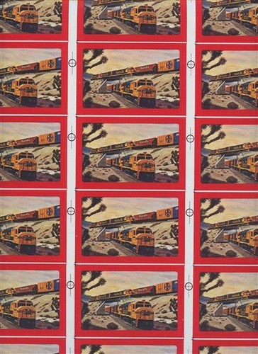Uncut Sheet Santa Fe Railroad Playing Cards Trains Passing in Scenic West Clubs