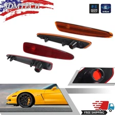 4PCS Side Marker Light For 05-13 Chevy Corvette C6 Z06 Base Front Rear Amber Red